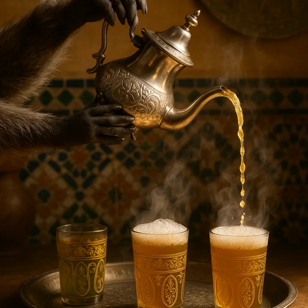 Traditional Moroccan tea pouring