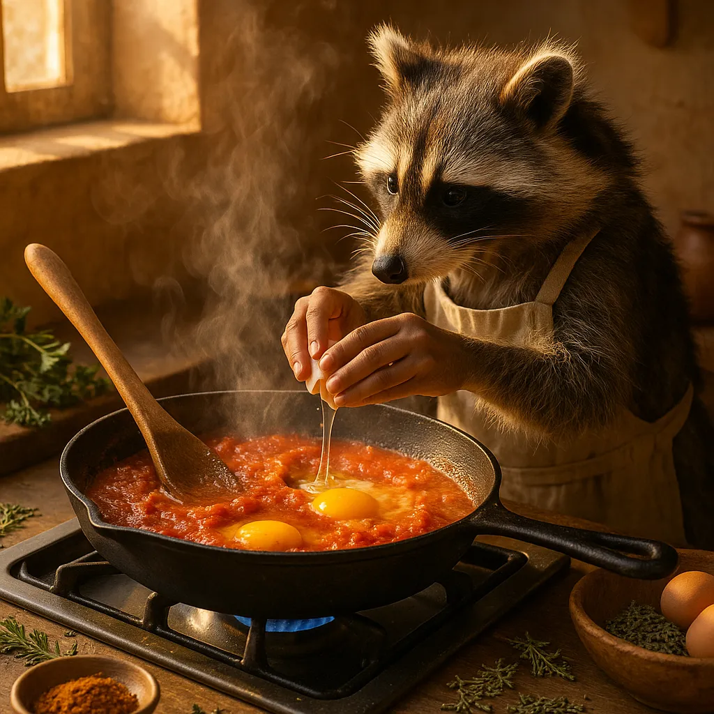 Shakshuka cooking process
