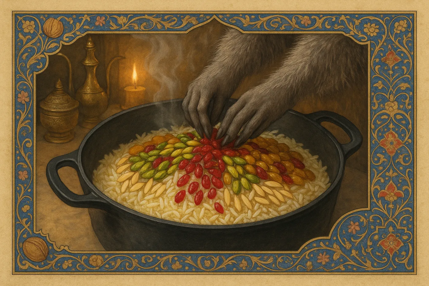 Process shot showing ingredients being layered