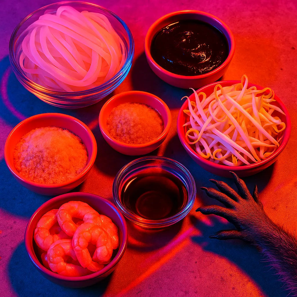 Pad Thai ingredients laid out