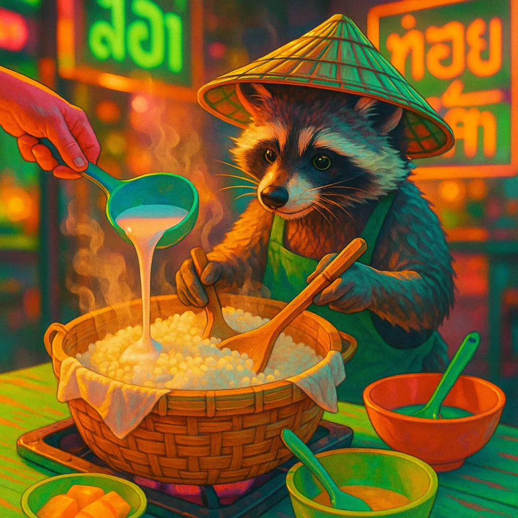 Thai mango sticky rice preparation