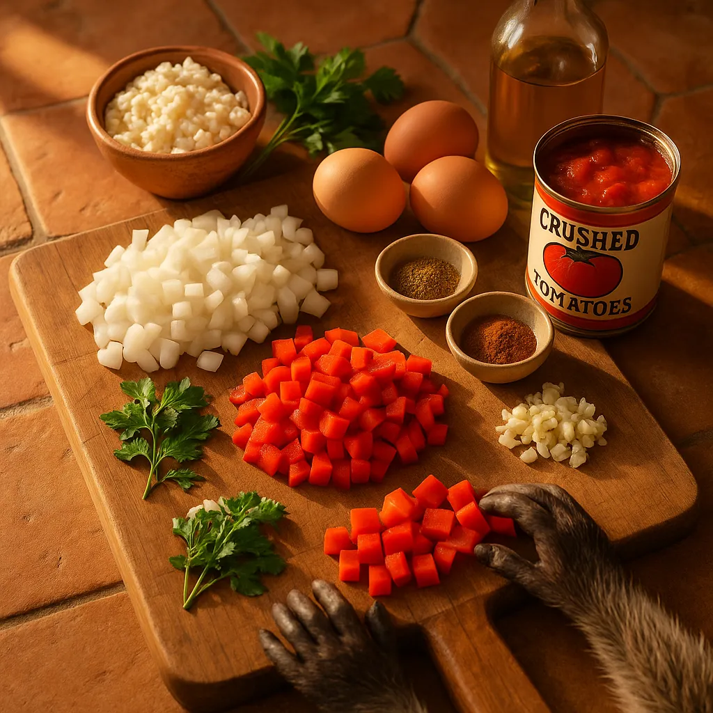 Shakshuka ingredient preparation